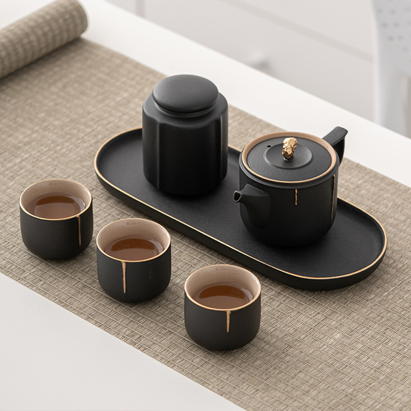 Bộ ấm trà du lịch trên xe Chpu, ấm trà, khay trà cổ điển sang trọng nhẹ, hộp quà tặng gốm sứ, Bộ trà Kung Fu