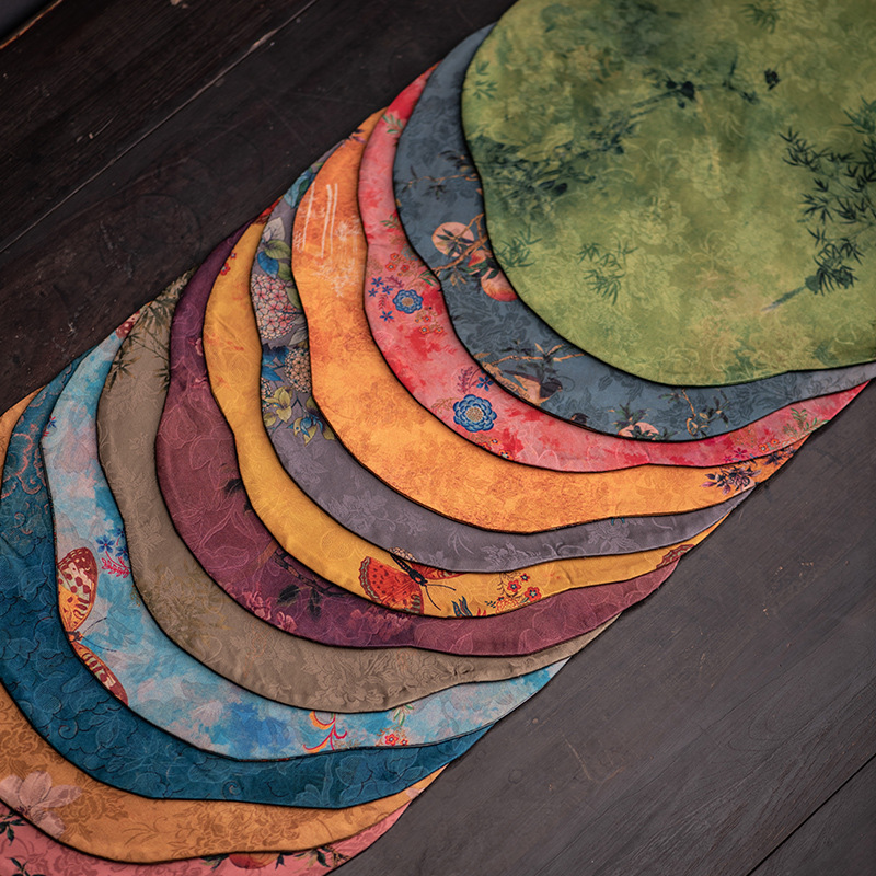 Tấm cách nhiệt trải bàn trà khô Thu hải đường lớn bằng sợi mây thơm, khăn trải bàn trà cổ điển kiểu Trung Quốc mới, khăn trải bàn vải hai mặt nghệ thuật