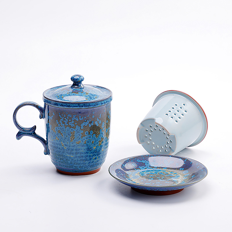 Tang She Zhang Jinxi Floating Jade Blue Jade Tea Tách tách trà cao cấp Cốc lọc nước văn phòng gốm sứ