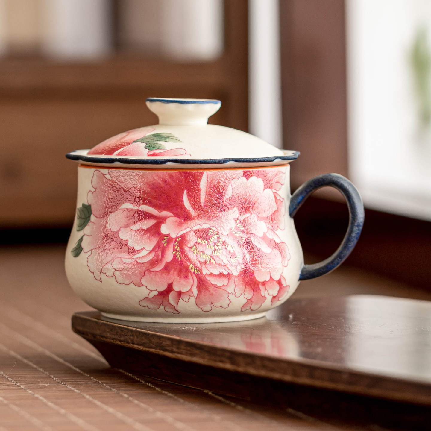 Đá mỏ Baihuakou cá nhân tách trà tách trà cốc pha trà cốc gốm sứ có nắp cốc trà cổ điển tinh tế