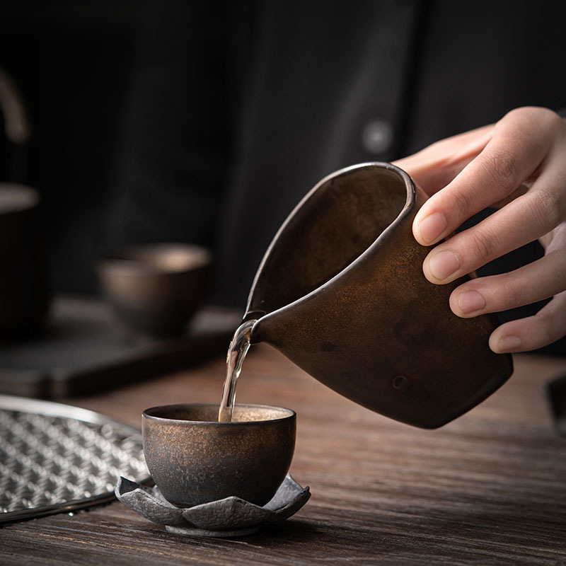 Bộ dụng cụ pha trà Kung Fu mạ vàng cổ điển dụng cụ pha trà loại nhỏ gia dụng một ấm hai cốc khay trà nguyên bộ