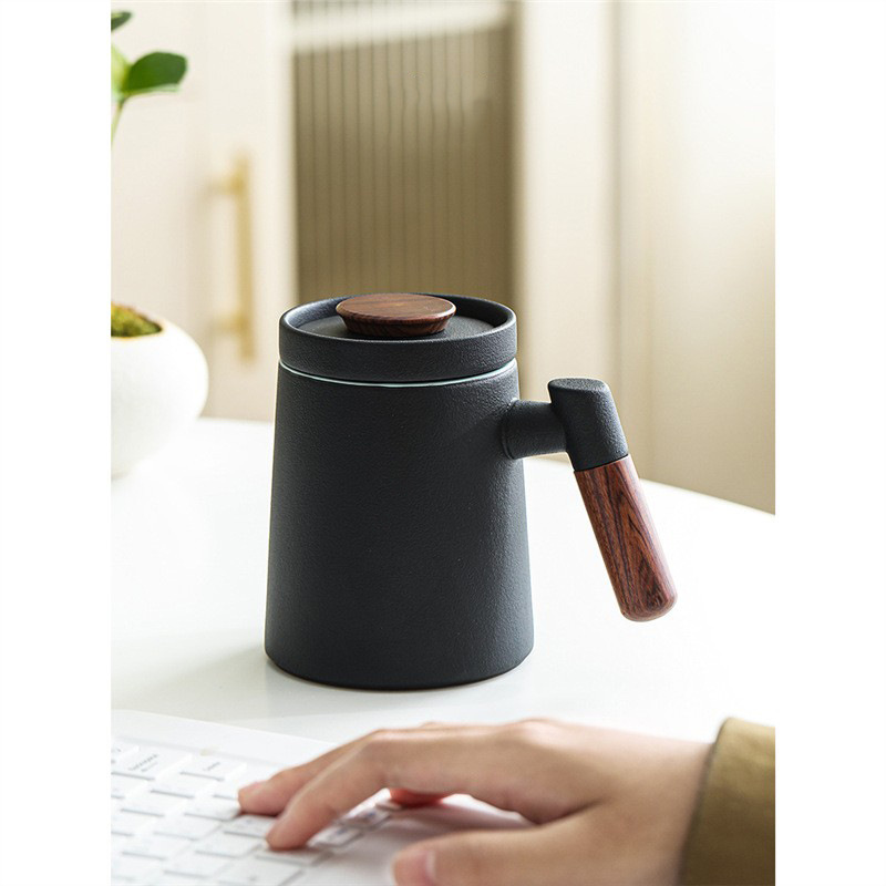 Cốc pha trà gốm sứ cốc tách trà có nắp đựng dung tích lớn cho giáo viên văn phòng uống nước bán buôn cốc trà