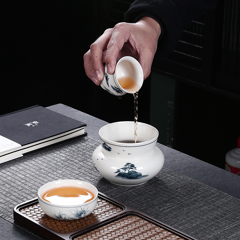 Màu xám thực vật tinh khiết vẽ tay tráng men màu cổ điển xây nước gốm sứ rửa trà cặn bể nước bộ trà gia dụng phụ kiện trà đạo