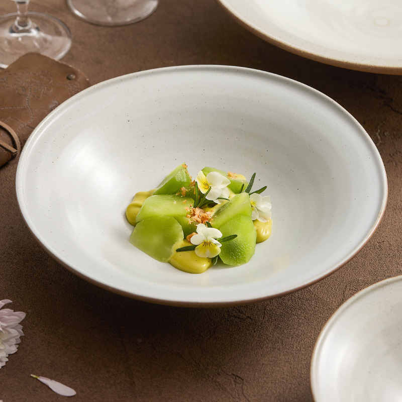 Bộ đồ ăn bằng gốm thô bát súp bát mì bát có ren độc đáo sáng tạo cá nhân bát bát canh gia dụng bát sứ lớn khách sạn