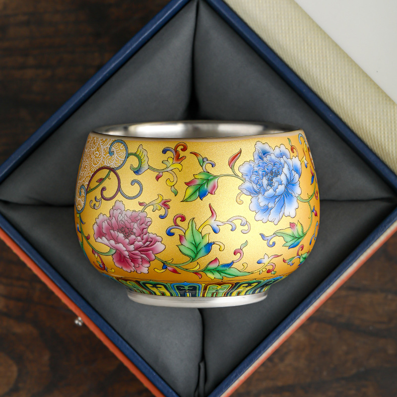 Cốc trà hoa sen mạ bạc gốm sứ, bộ trà Trung Quốc chủ nhân, bộ trà Kung Fu chuyên dụng cá nhân cao cấp tinh tế, cốc đơn