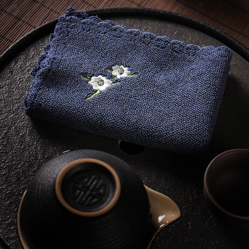 Khăn trà cotton và lanh Khăn trải bàn NGHỆ THUẬT THÊU cờ bàn trà nhỏ kiểu Nhật đệm vải dày thấm nước khăn trà gấm polyester mềm mại