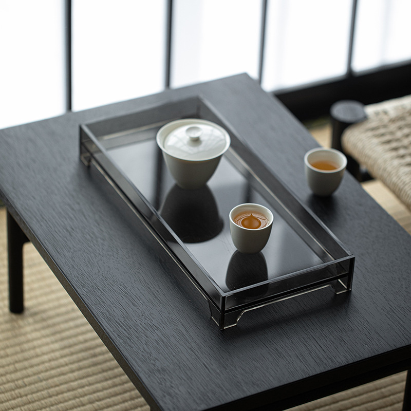 Ấm Acrylic trong suốt, Bộ trà hình chữ nhật, giá để tách trà, khay trà nhỏ, khay trà, bọt khô
