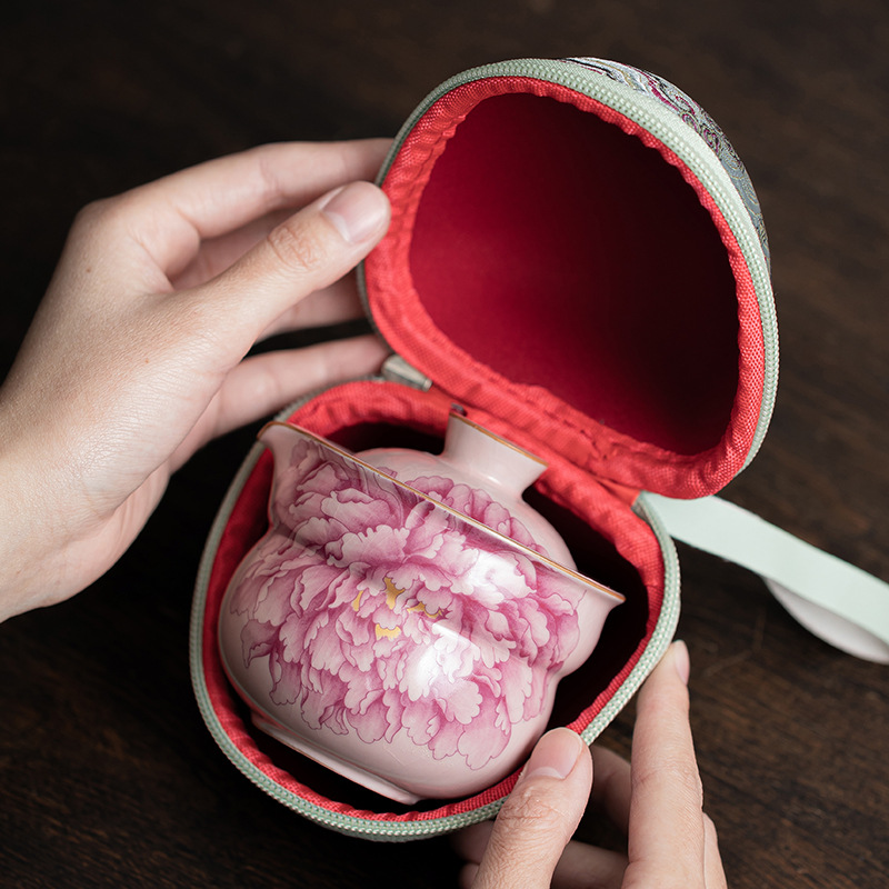 Bộ trà du lịch bầu bí màu quốc gia, bộ trà du lịch, một ấm hai cốc, cắm trại ngoài trời, du lịch, bộ pha trà di động nhanh