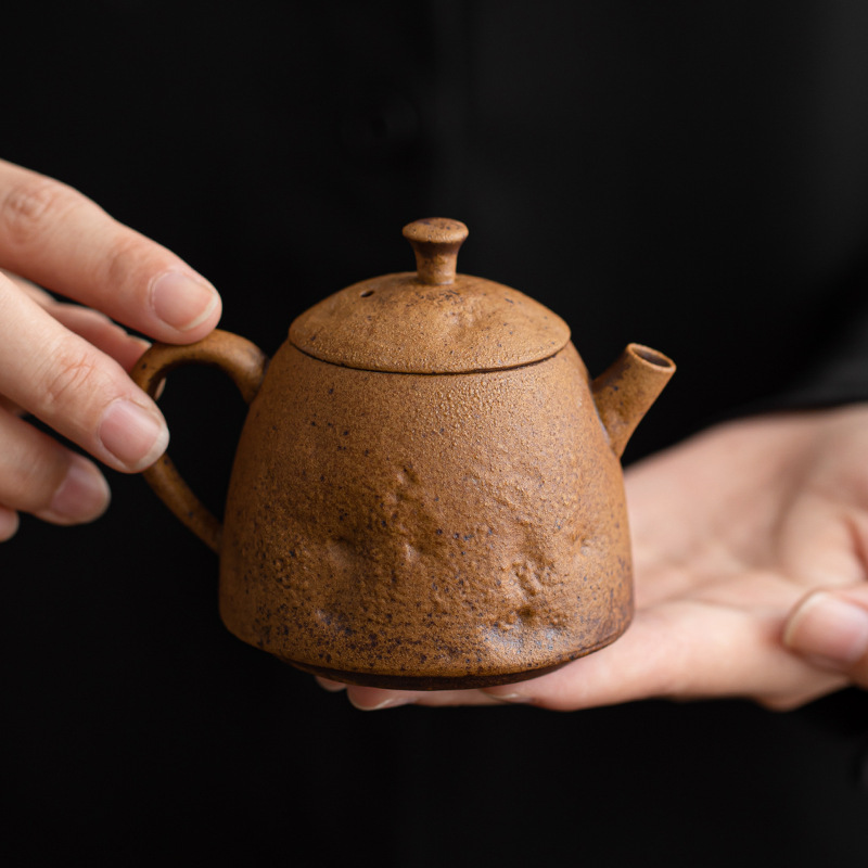Ấm trà Ôn Đình tráng men nước sốt ấm pha trà cổ điển kiểu Trung Quốc ấm lọc dung tích lớn ấm đơn thủ công gia dụng bộ trà Kung Fu gốm sứ