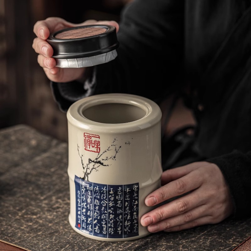 Hũ đựng trà Hũ đựng trà gốm sứ Hũ đựng trà gia dụng cổ điển Bộ trà Kungfu đựng trà xách tay hũ trà cao cấp