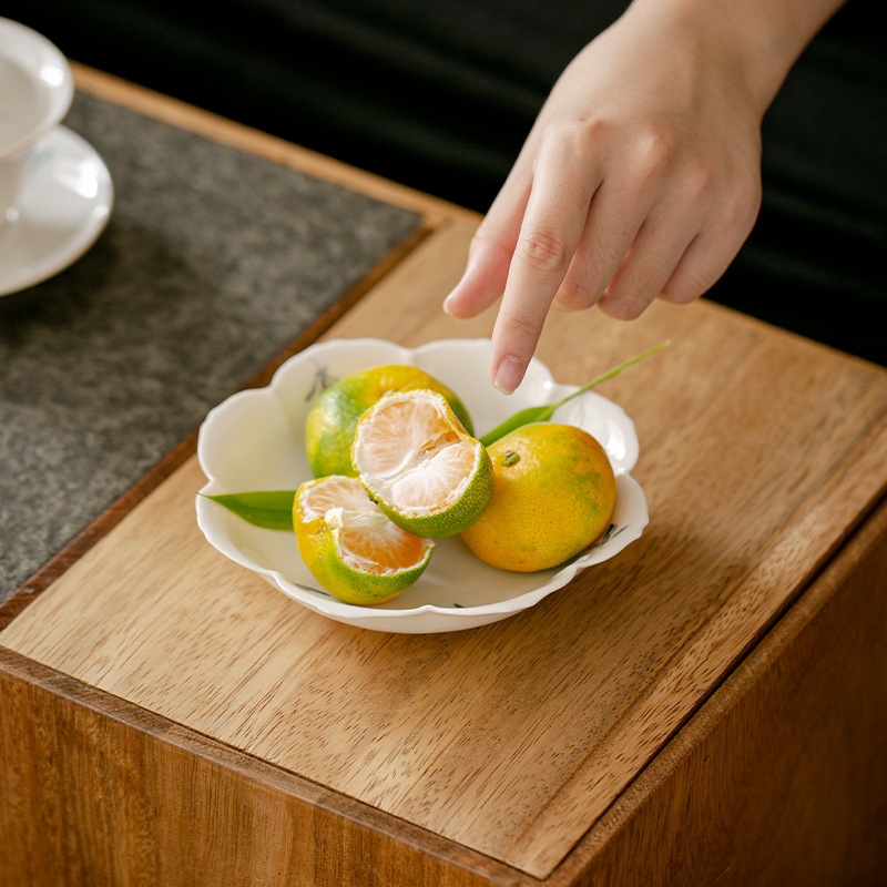 Hoa lan vẽ tay gốm sứ giải khát khay trái cây khay đựng ấm trà gia dụng khay đựng bát nắp khay đựng trà Kung Fu bán buôn