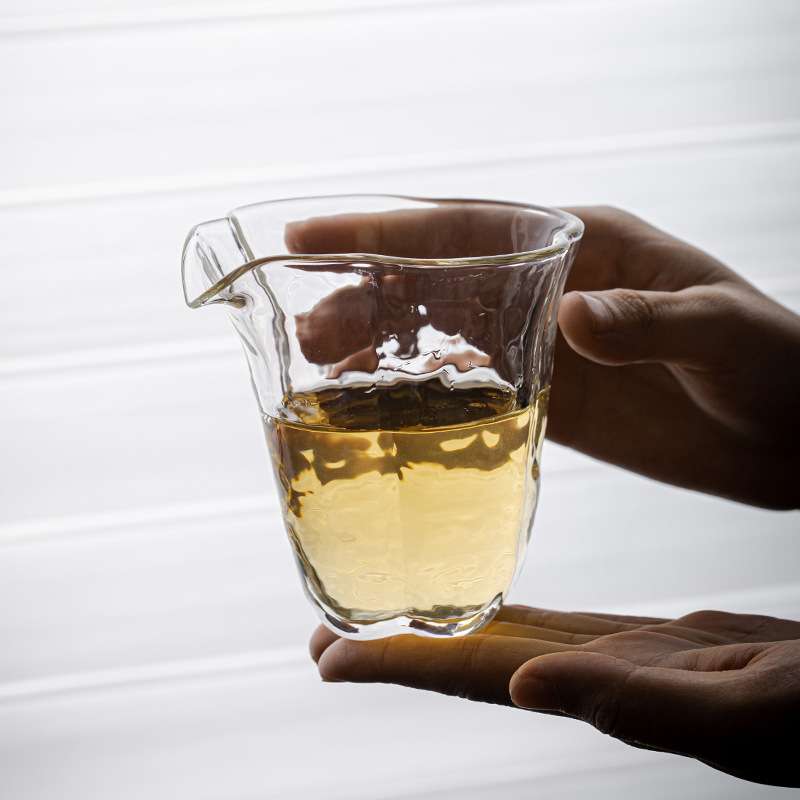 Cốc thủy tinh hoa Thu hải đường có hình búa, dụng cụ pha trà bằng Borosilicat cao, dụng cụ pha trà Kung Fu sáng tạo thủ công, chịu nhiệt, dày Biển Trà