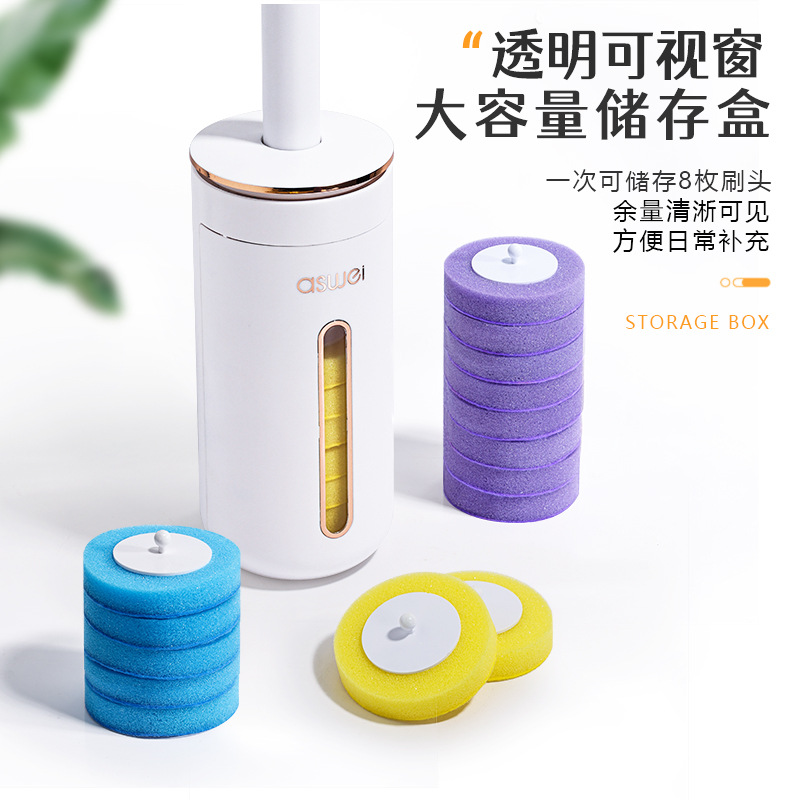 Bàn chải nhà vệ sinh dùng một lần, bàn chải nhà vệ sinh không góc chết gia dụng, đầu bàn chải thay thế làm sạch tường hiện vật mẫu mới 2023