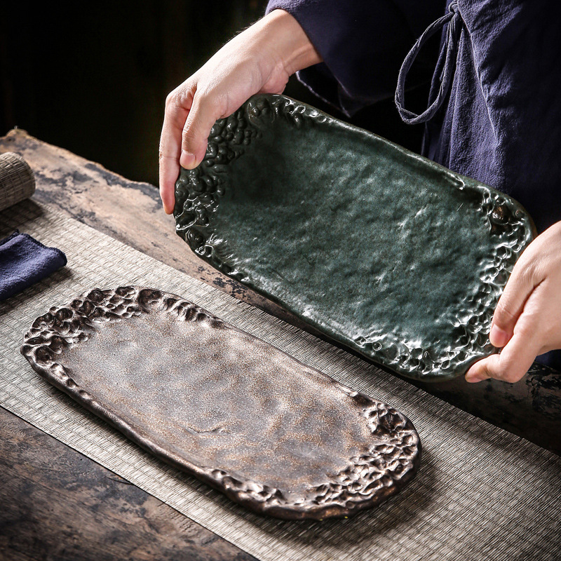 Khay pha khô Mufang Khay trà nhỏ tráng men sắt mạ vàng kiểu Nhật, bàn trà pha khô gốm nhỏ hai người dùng gia dụng cổ điển