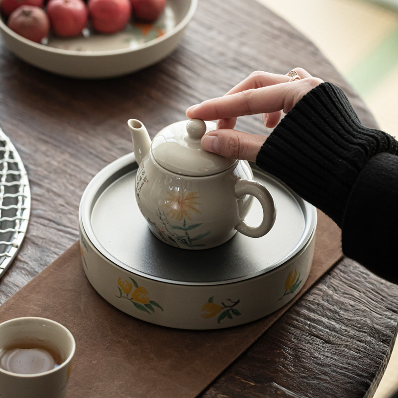 Suying Da'antang tráng men Huanxi Ấm trà Bộ trà Kung Fu Ấm trà bong bóng khô bàn nuôi Ấm Đế ấm khay đựng nước