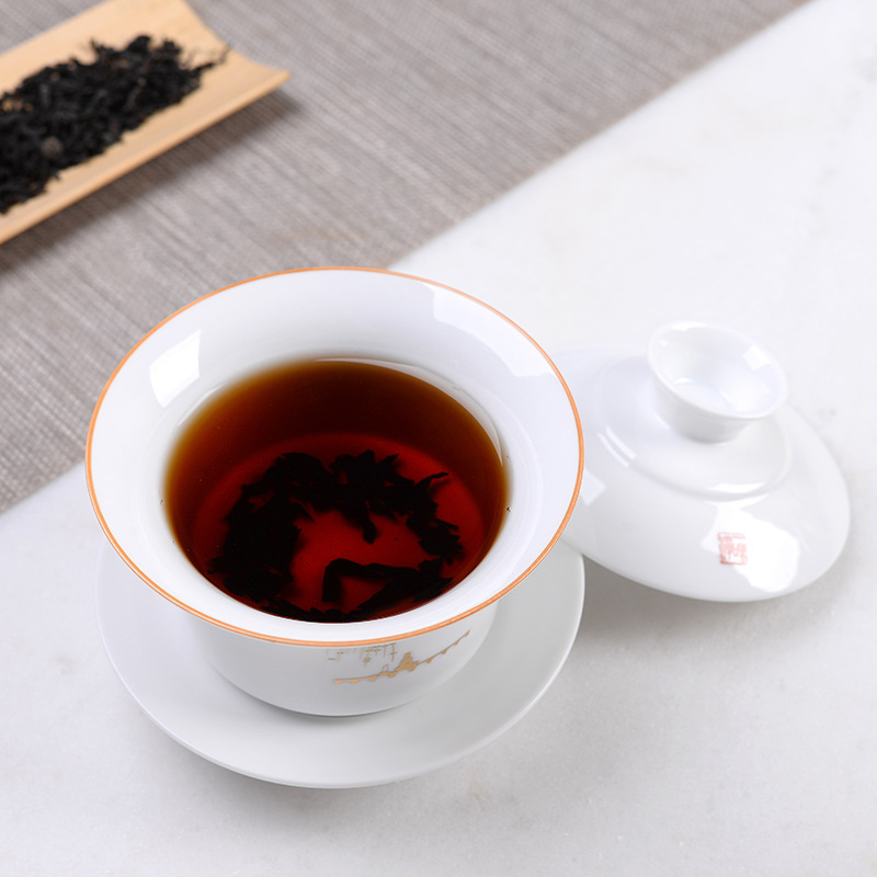 Bát có nắp tam tài Cỡ Lớn 250ml sứ trắng/trà Jilan bát đơn Bộ trà Kung Fu trà tám báu Gốm Sứ Bát Ba pháo