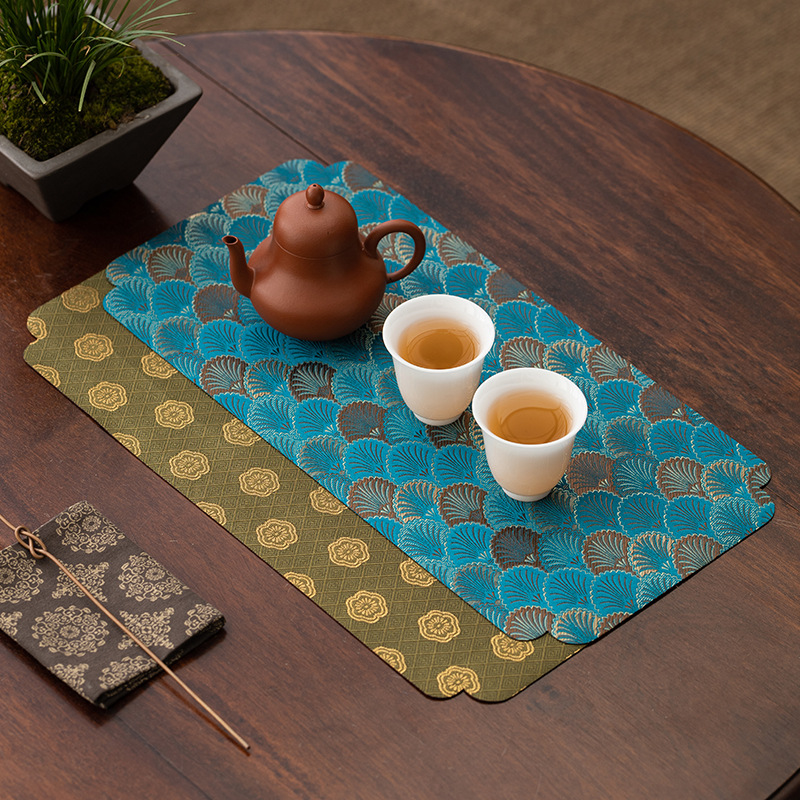 Bàn trà Jacquard cao cấp cổ điển Hai mặt bàn trà phong cách Trung Quốc mới bàn trà vải cotton chống thấm nước phong cách Nhật Zen