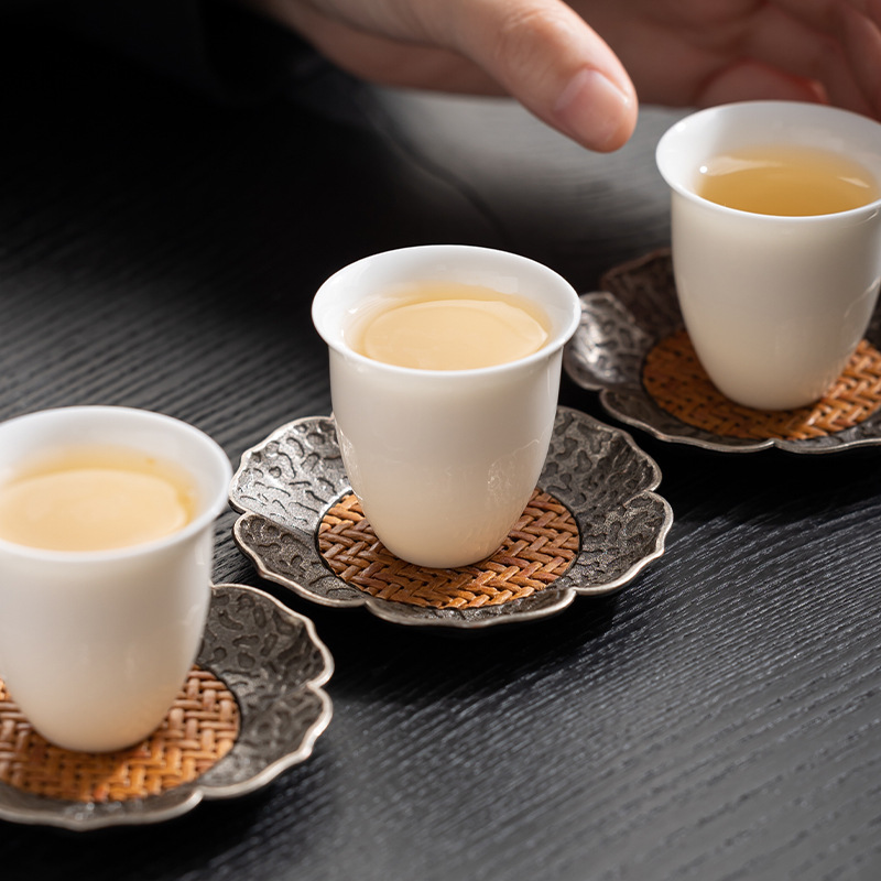 Hợp kim mây thảm lót ly khay trà cách nhiệt Trung Quốc retro ánh sáng sang trọng cao cấp trà thảm chống trượt chống bỏng bộ trà phụ kiện