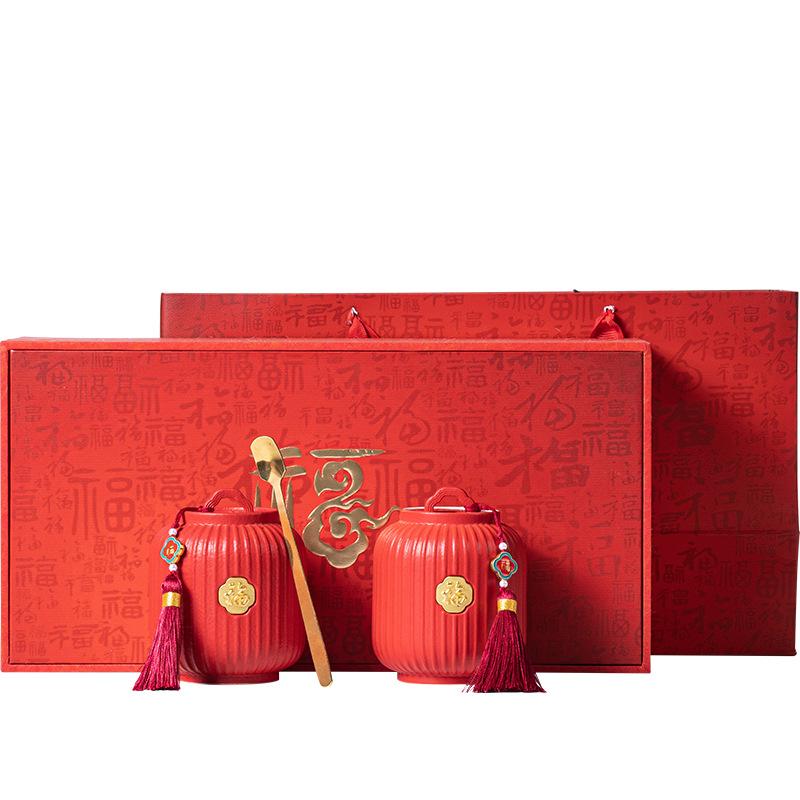 Đồ dùng đám cưới, lon trà đỏ, lon kín, gốm sứ gia dụng, quà tặng kiểu Trung Quốc, quà tặng cặp đôi, bán buôn