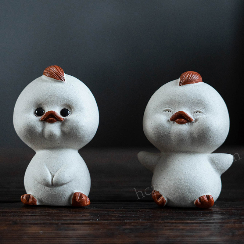 Đồ trang trí nhỏ cho thú cưng trà cát tím vịt nhỏ màu vàng thú vị có thể nuôi trà điêu khắc chơi trà trang trí khay trà nhỏ quà trà tinh tế