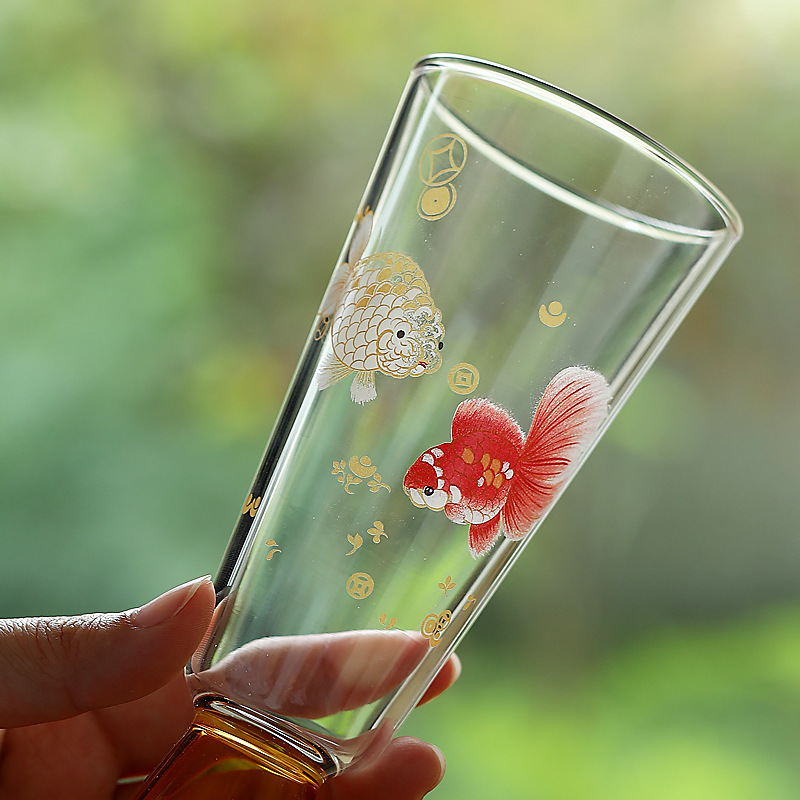 Cốc nếm trà xanh thủy tinh chịu nhiệt, bộ trà Kung Fu, cốc cao cấp, cốc trà lớn.