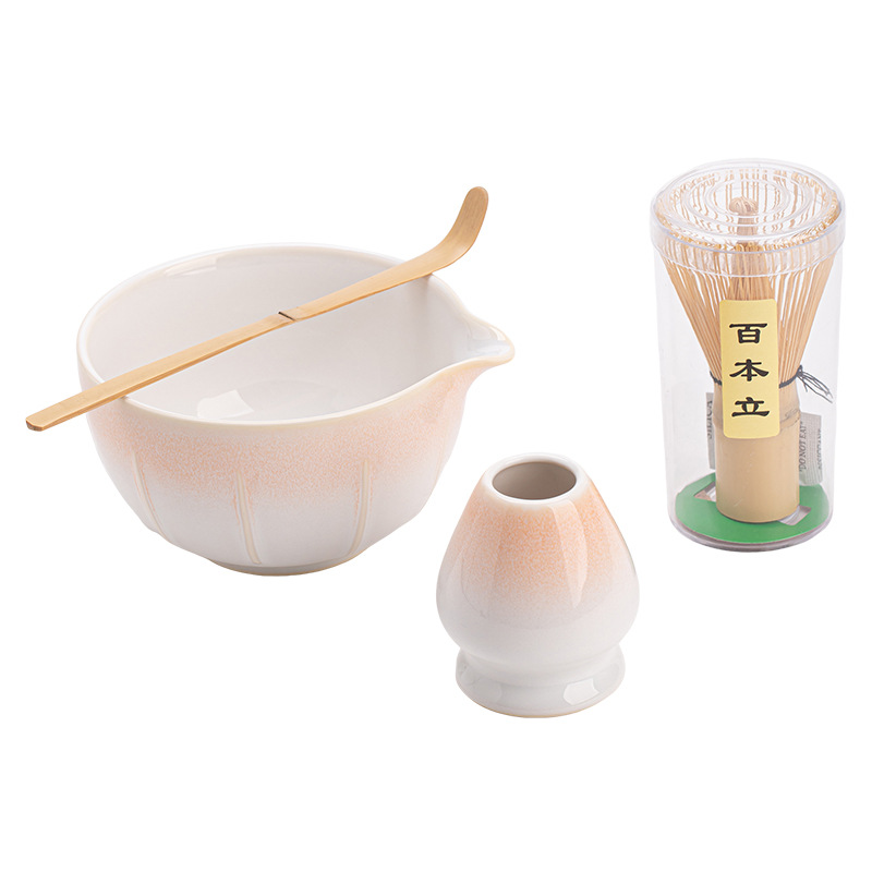 Bát matcha hoa văn dọc gốm sứ Dụng cụ đặt trà kiểu Nhật Bình trà Bàn chải trà đứng hỗ trợ bọt trộn trà Phụ kiện trà đạo Baixi