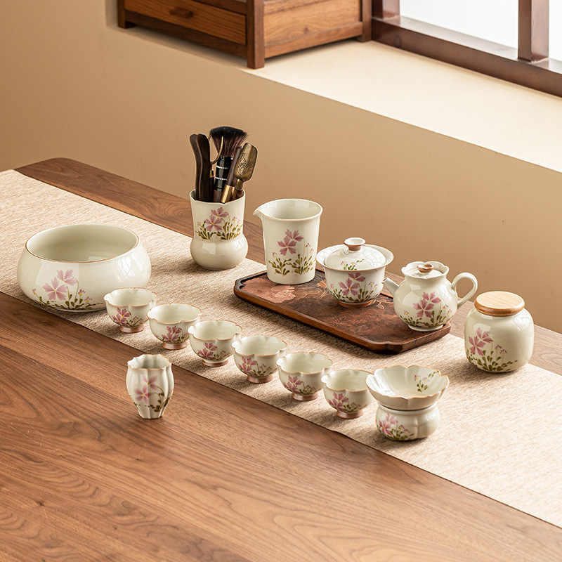 Bộ ấm trà hoa cúc nhỏ vẽ tay Bộ ấm trà chén trà chén gốm sứ văn phòng gia dụng Bộ trà Kung Fu chuyên dùng để pha trà