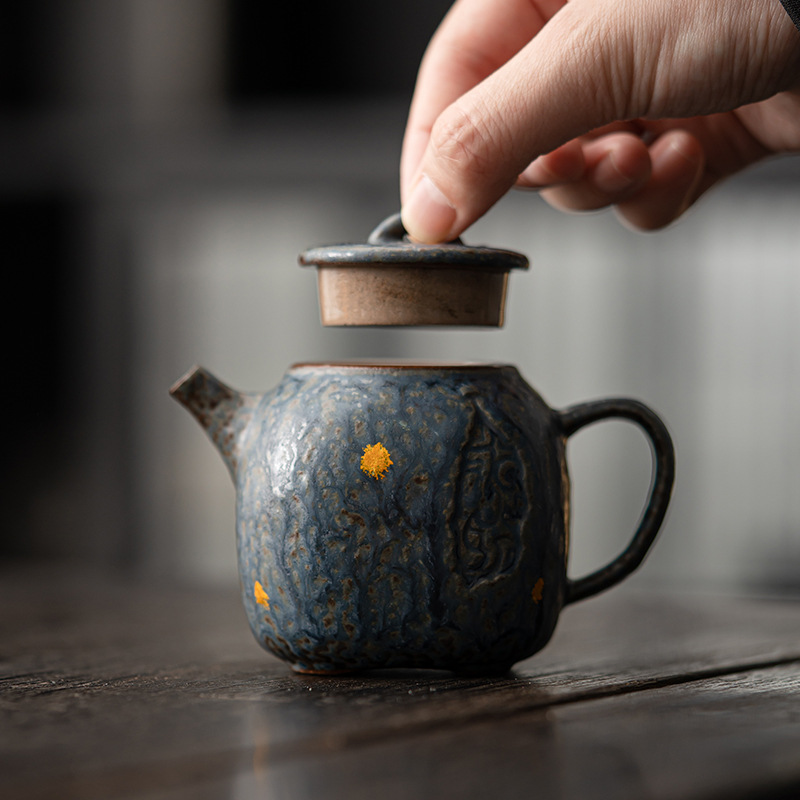 Ấm Thiền bùn đá lâu đời Trống rỗng Zhai ấm trà Kung Fu cổ điển Bộ trà gia dụng bằng đồng có thể nâng cao để pha trà cao cấp