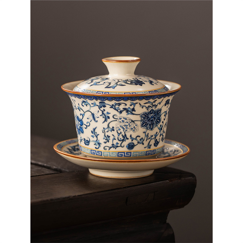 Cốc trà cốc trà cốc trà bộ trà Kung Fu cao cấp đơn có nắp không nóng máy pha trà gốm sứ