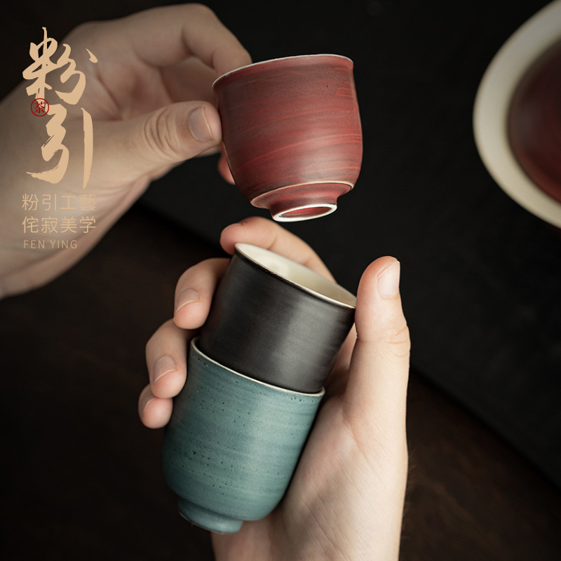 Cốc trà hồng trích dẫn cốc trà gốm cốc uống trà kiểu Trung Quốc cốc nhỏ cốc gia chủ cốc đơn bộ trà Kung Fu cốc trà