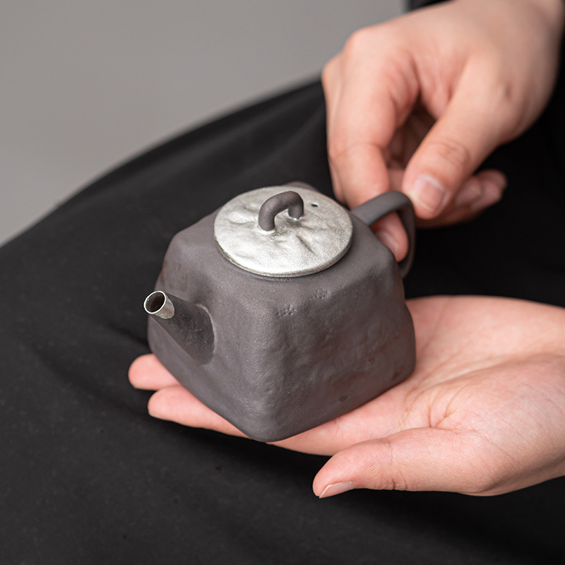 Ấm Hán Trung bùn đá lâu đời, ấm trà cổ điển, ấm trà Nhật Bản gia dụng, ấm trà đơn có thể nâng cao, ấm trà cao cấp