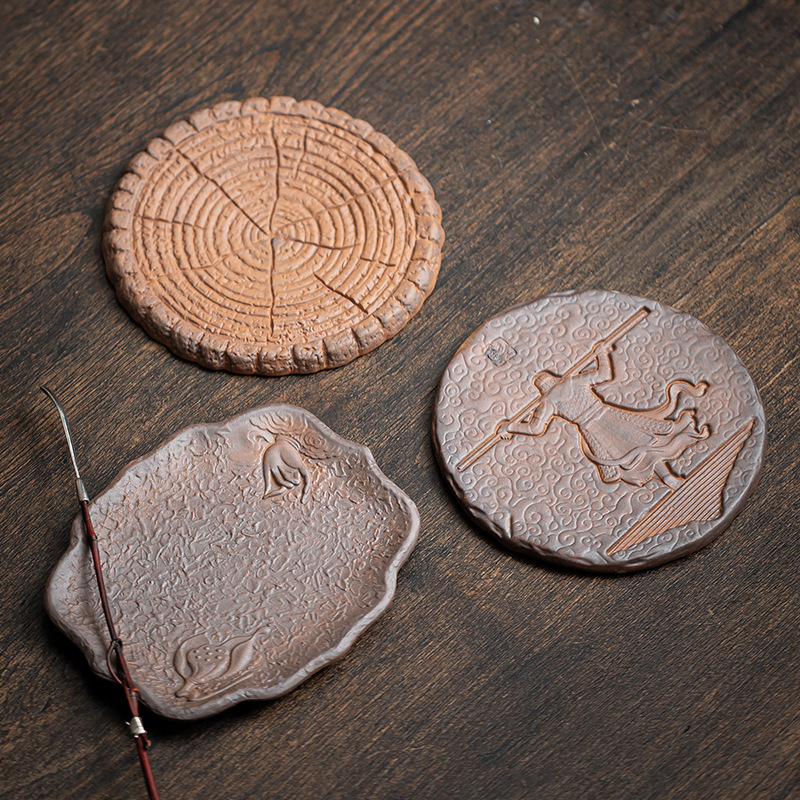 Ấm đất sét đá cũ, khay xốp khô, ấm phong cách Trung Quốc cổ điển, khay đựng cốc, bàn trà nhỏ, đệm ấm trà gốm sứ, phụ kiện bộ trà Kung Fu