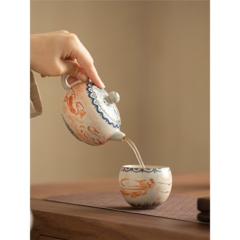 Ấm trà gốm sứ giả lò Song Ru, ấm trà đơn dung tích lớn dùng trong gia đình, bán buôn bộ trà Kung Fu