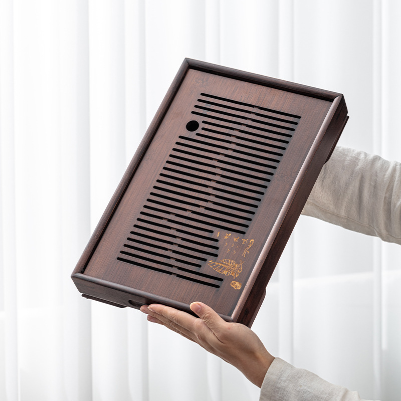 Bộ trà loại nhỏ gia dụng bằng tre nặng sang trọng, Khay trà, bộ trà kiểu ráo nước, khay trà kiểu Nhật, khay trà Biển Trà