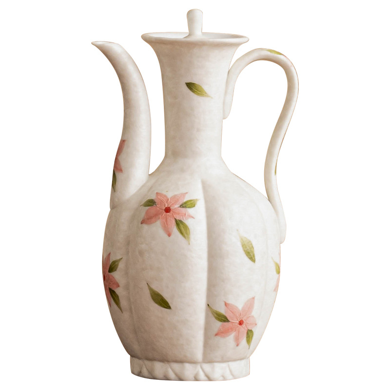 Bình ấm rượu hoa anh đào trắng mỏ đá, dụng cụ rượu gốm sứ gia dụng, bình rượu phong cách Trung Quốc, bình chia rượu, hộp quà