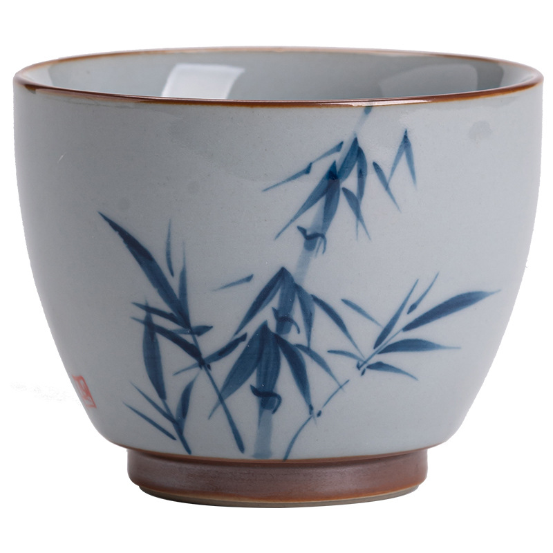 Cốc trà hoa văn vẽ tay màu men cốc chủ nhân gốm sứ Trung Quốc cốc trà nhỏ Kung Fu cổ điển cốc đơn gia dụng