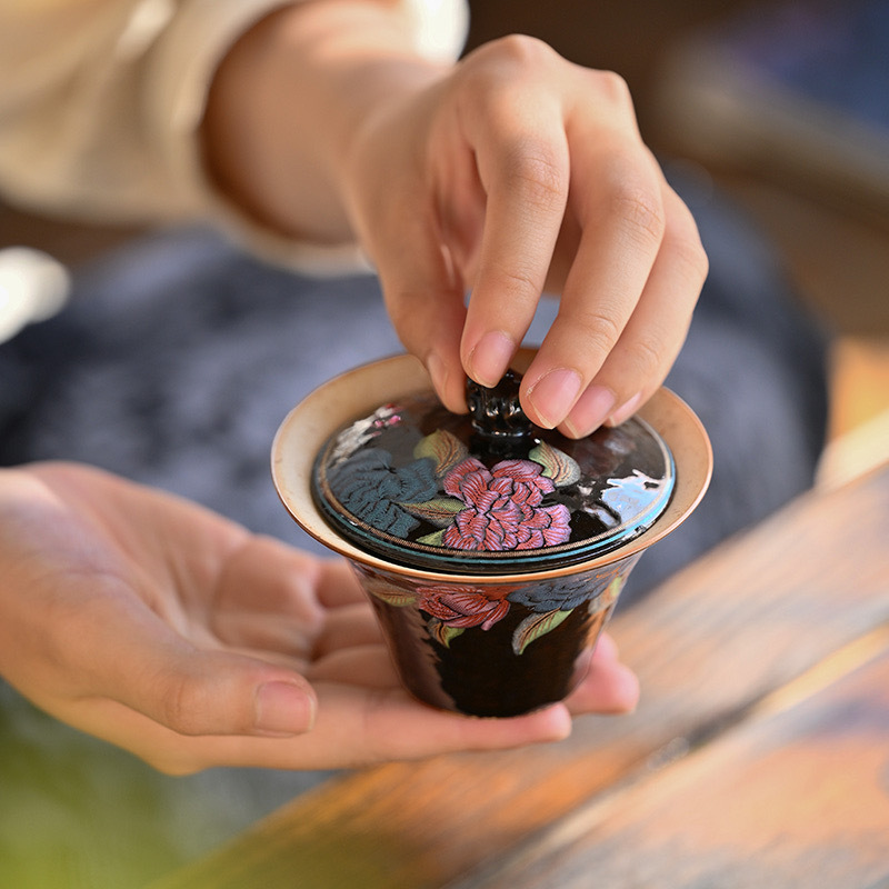 Củi Kesi thủ công mỹ nghệ bát có nắp thứ hai, bát có nắp cao cấp dành cho nữ thủ công, bộ trà Kung Fu, quà tặng cổ điển cao cấp