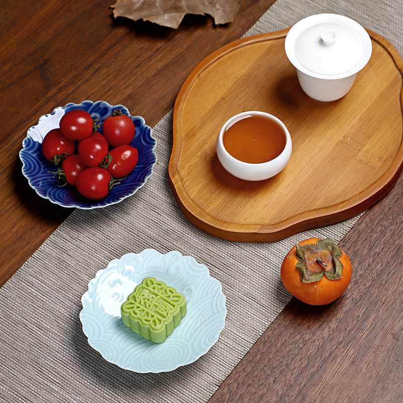 Đĩa ăn nhẹ trà chiều Đĩa trái cây Đĩa nhỏ cao cấp Đĩa nhổ xương bằng gốm sứ gia dụng Nguyên liệu nhúng đĩa khô tinh tế
