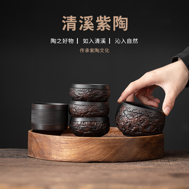 Cốc trà Gốm Tím Thanh Tây cốc chủ nhân cốc Thiền Cốc Gốm sứ thủ công kiểu Trung Quốc cốc trà ngon cốc trà đơn