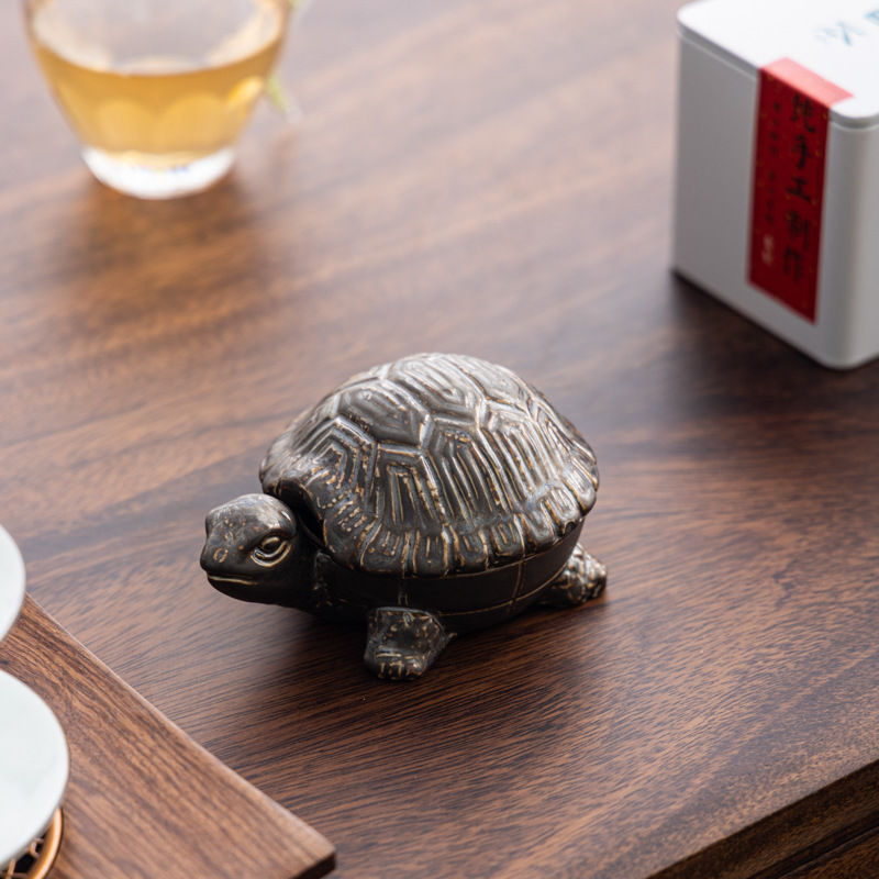 Rùa trường thọ gạt tàn gốm nhỏ trà thú cưng văn phòng nhà phòng khách có nắp chống tro bay phong cách Trung Hoa đồ trang trí dễ thương trang trí