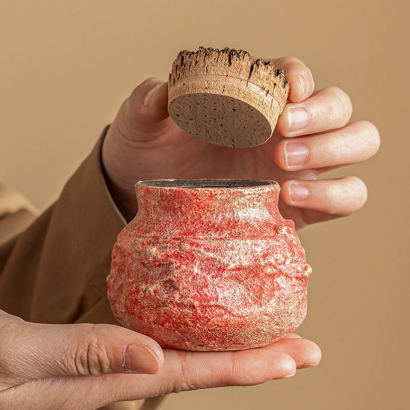 Bình đựng trà gốm sơn mỏ, bình đựng trà chống ẩm, bình đựng trà gia dụng cao cấp, bình trà cầm tay đơn