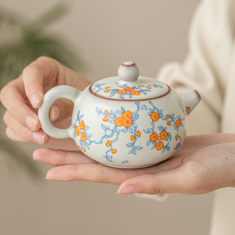 Ấm trà Bộ trà gốm sứ cao cấp đơn ấm trà đơn ấm pha trà Kung Fu gia dụng kiểu Trung Quốc