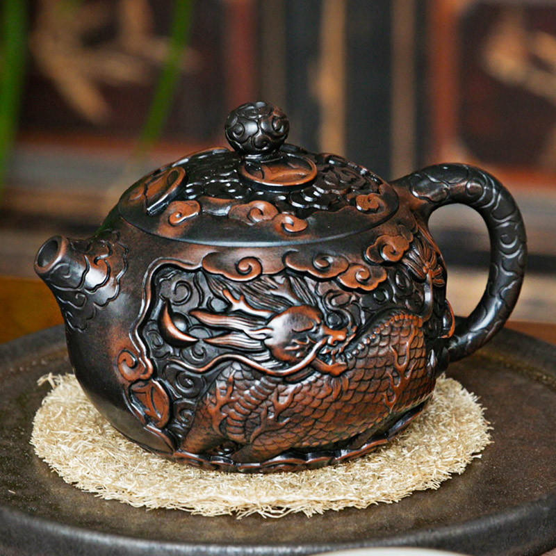 Bình sành tím Vân Nam Kirin Xi Shi chạm khắc thủ công bình pha trà Jianshui hoàn toàn bằng tay dụng cụ pha trà Kung Fu gia dụng