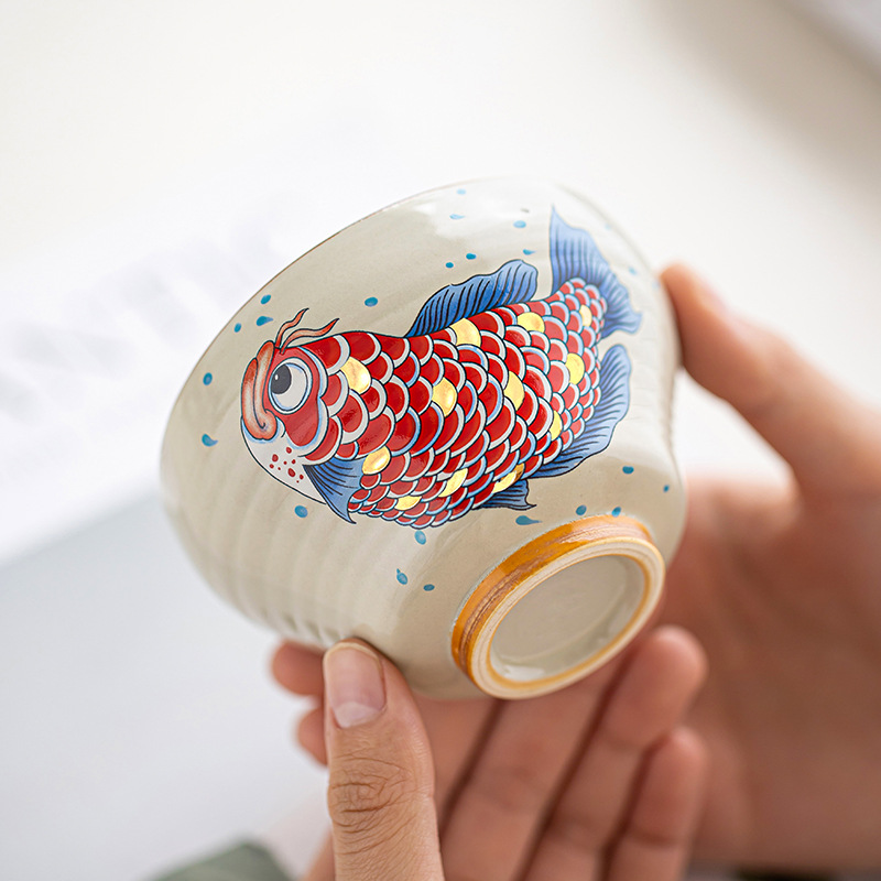 Cỏ cây xám vàng ngọc đầy đủ cốc chủ nhân cốc trà cốc trà phong cách Trung Quốc cổ điển cốc chuyên dụng uống trà dung tích lớn đơn