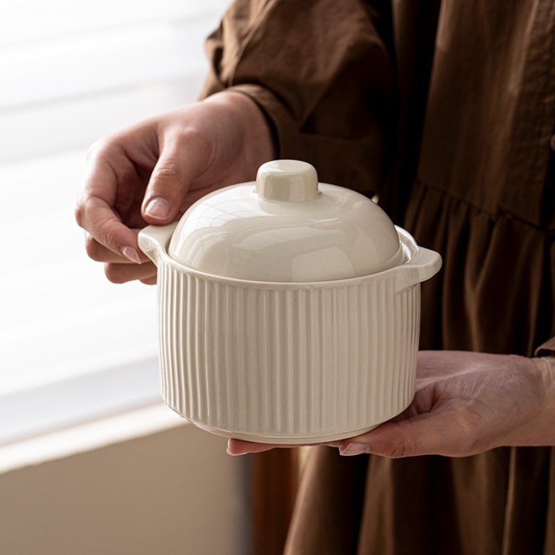 Nồi canh gia dụng một người, nồi hầm nhỏ, nồi hầm gốm sứ, bát trứng hấp có nắp, bát đặc biệt cho súp trứng hấp