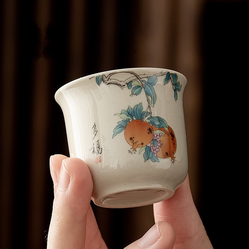 Cốc trà đơn gia dụng đãi khách pha trà cốc trà cốc chủ nhân bộ trà gốm sứ xám cây phong cách Trung Quốc cốc trà nhỏ Kung Fu