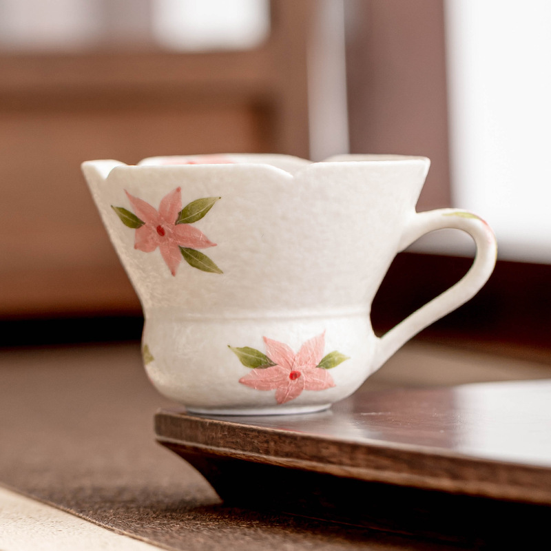 Đá khoáng trắng cốc trà chủ cốc cốc đơn vẽ tay hoa anh đào cốc gốm hộ gia đình cốc uống nước sáng tạo tinh tế cốc cà phê