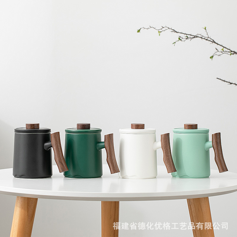 Cốc Mug gốm sứ có nắp đựng trà văn phòng gia dụng tách trà Cốc pha trà có thể tích lớn cho Nam Nữ Chữ cá nhân