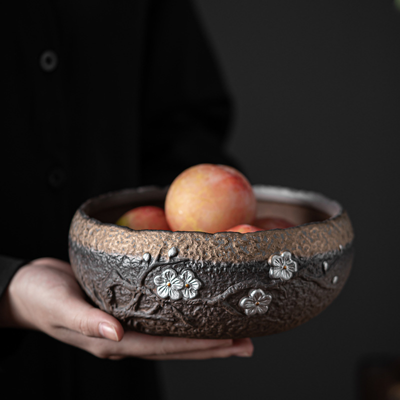 Phong cách Nhật Bản sắt mạ vàng gốm thô Bạc trà mận rửa trà lớn rửa chén xây Nước rửa chén công phu trà đạo phụ kiện trà đạo