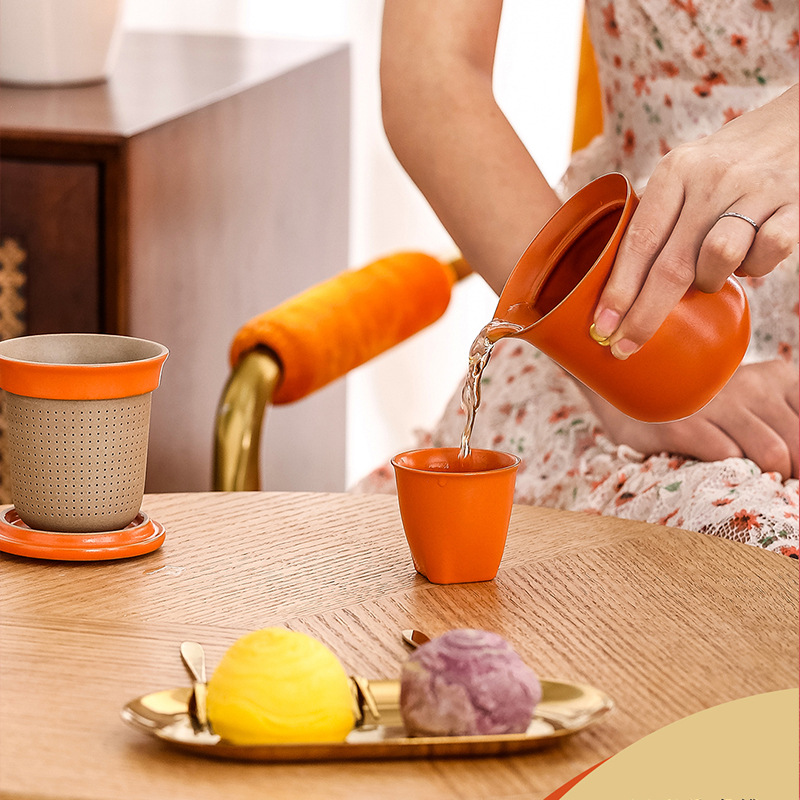 Gốm sứ công suất lớn pha trà chịu nhiệt cắm trại Tết Trung thu quà lưu niệm doanh nhân bộ trà sáng tạo bộ trà du lịch đoàn tụ gia đình